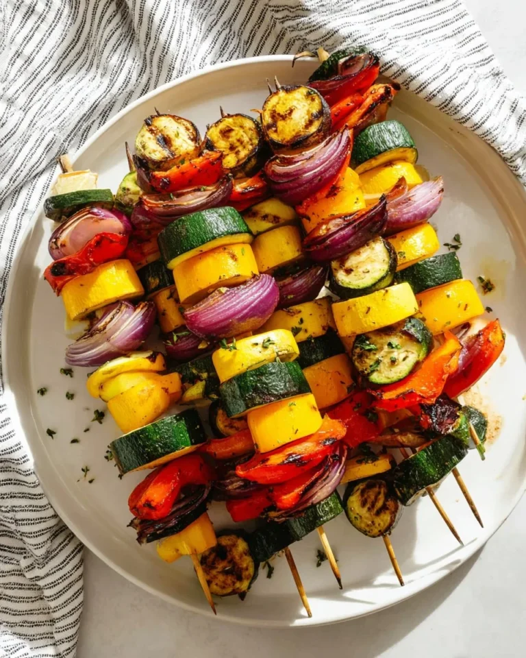 Balsamic Grilled Vegetable Skewers on a barbecue grill