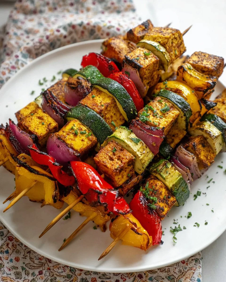Barbecue Tofu Veggie Skewers