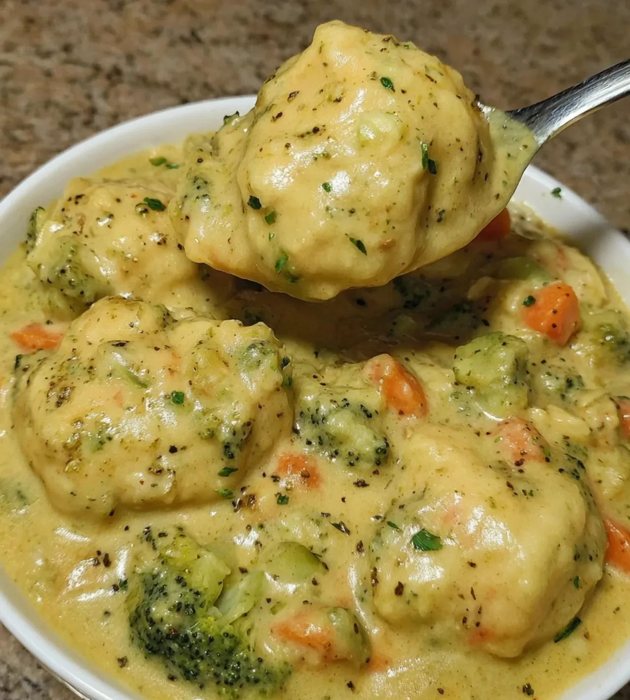 Broccoli Cheddar Chicken and Dumplings