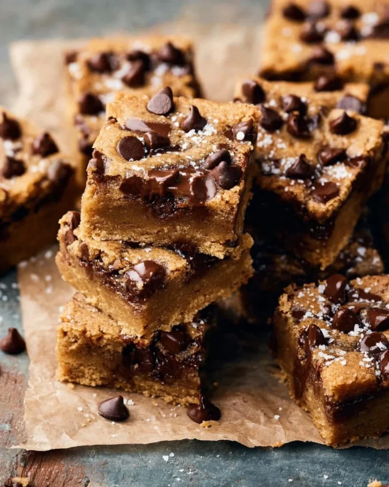 Delicious brown butter chocolate chip cookie bars fresh from the oven