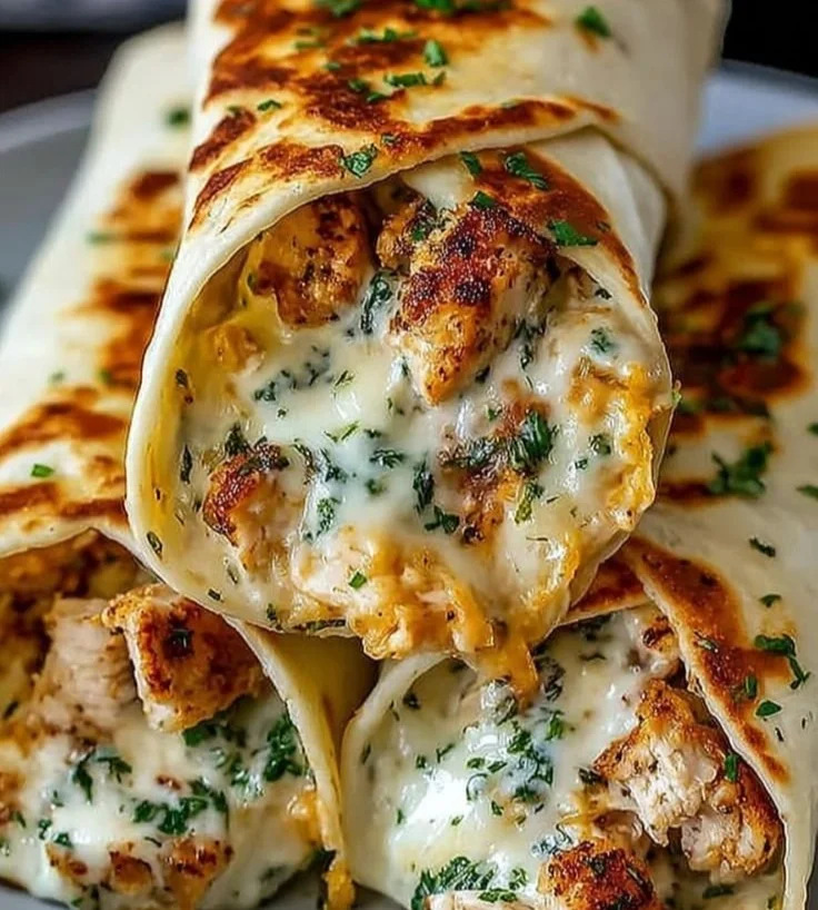 Cheesy Garlic Chicken Wraps