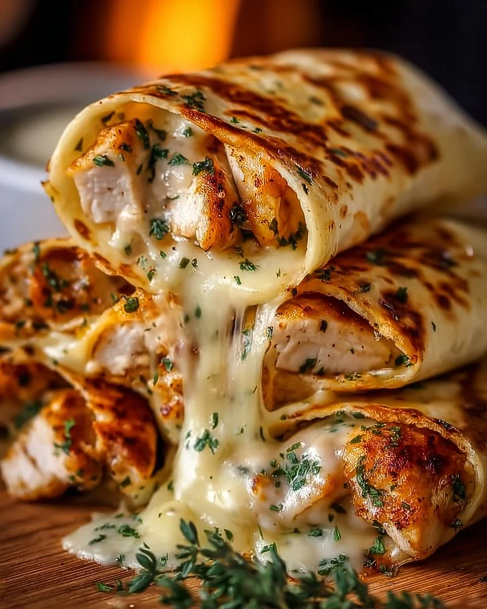 Cheesy Garlic Chicken Wraps