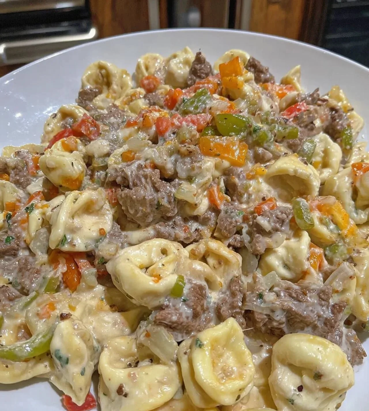 Cheesy Philly Steak Tortellini Skillet