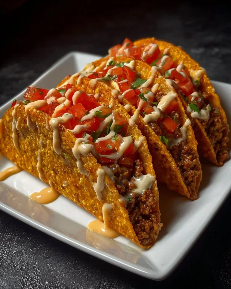 Cheesy Rotel beef tacos topped with colorful ingredients
