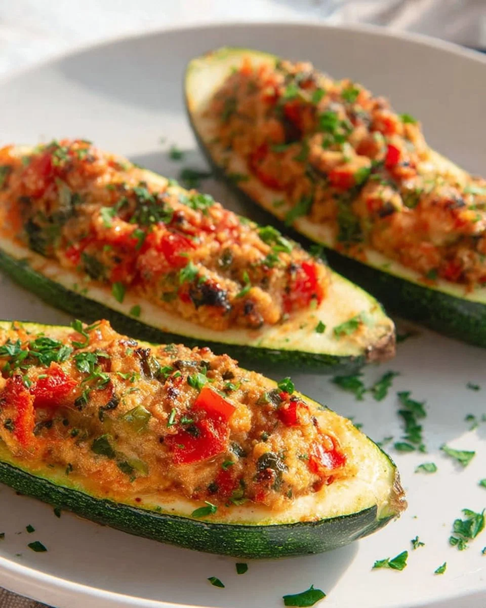 Delicious stuffed summer squash ready to be served with vibrant colors.