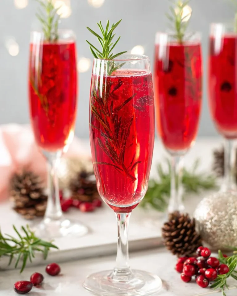 Festive Christmas Mimosa mocktail with pomegranate and orange juice