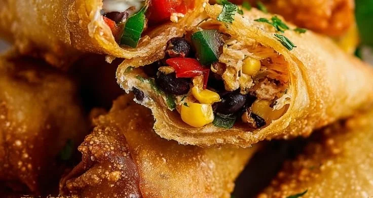 Crispy Air Fryer Chicken Egg Rolls with Cream Cheese & Jalapeño