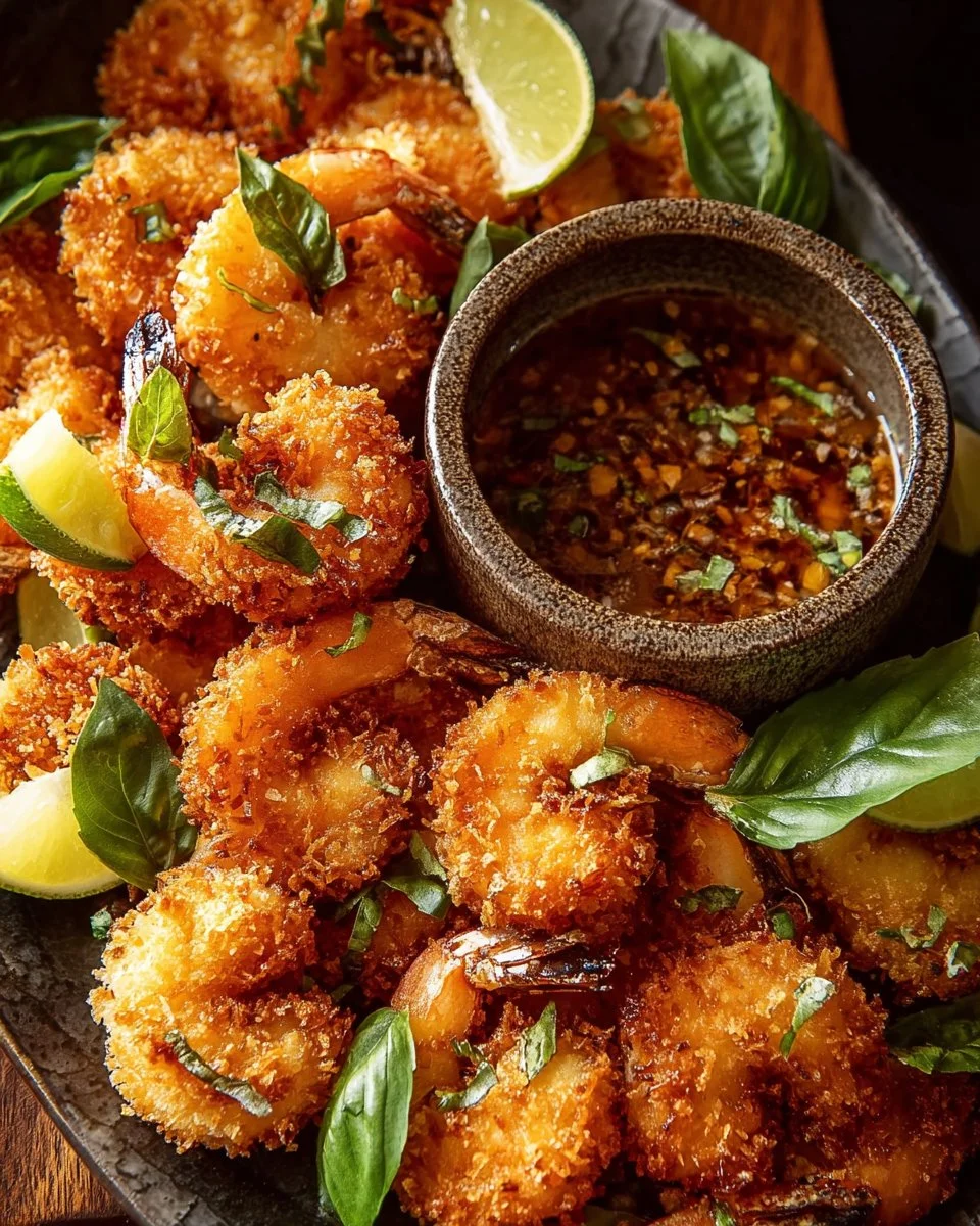 Crispy Coconut Shrimp & Coconut-Crusted Mushrooms with Pineapple Chili Sauce