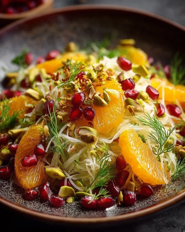 Fennel, orange, and pomegranate salad with honey citrus vinaigrette