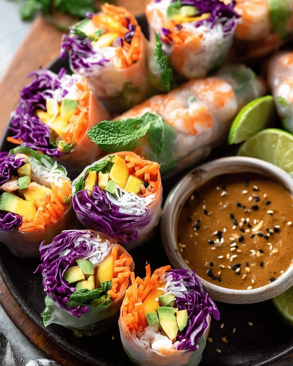 Fresh Shrimp–Mango Rice Paper Rolls with Lime Peanut Sauce
