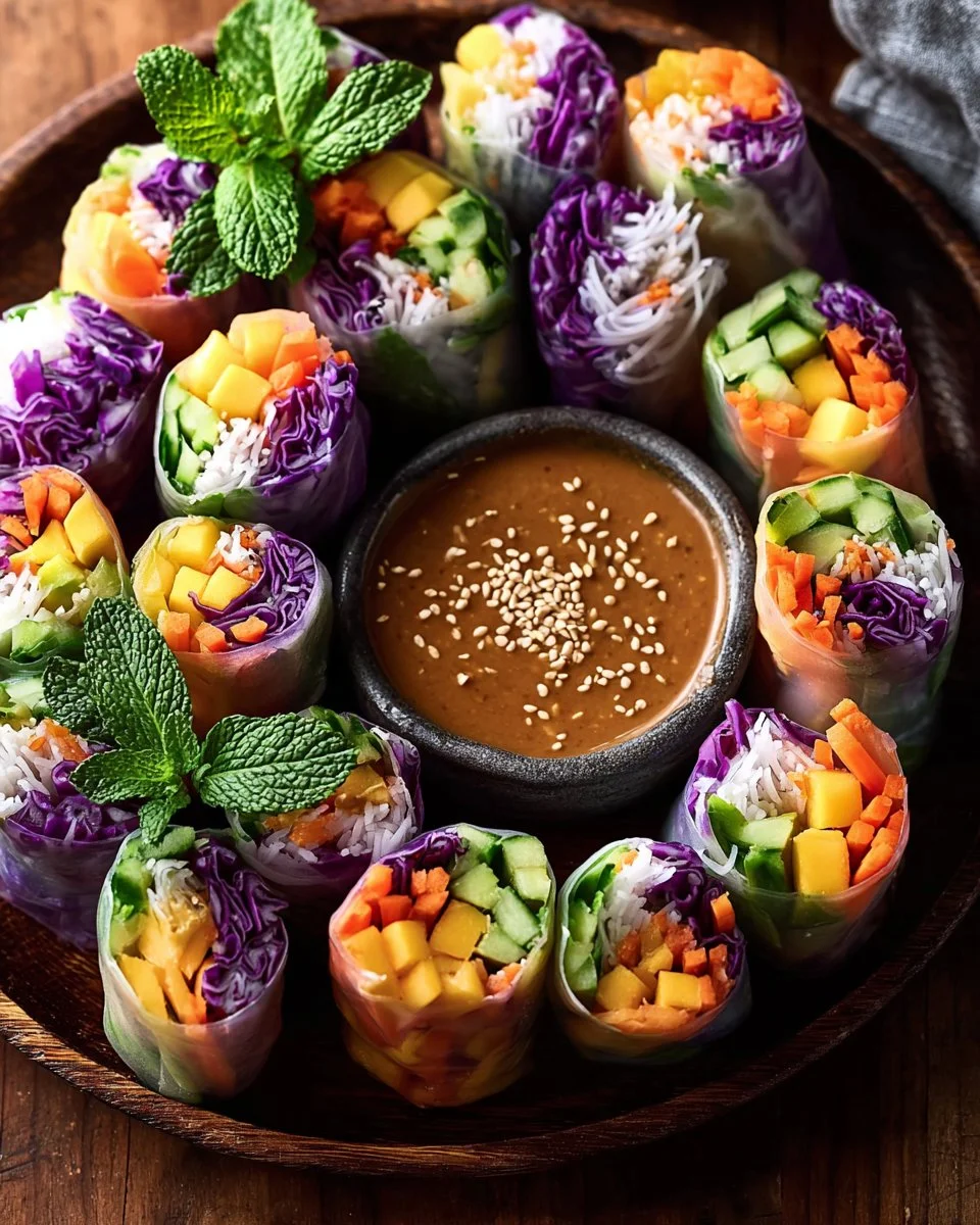 Fresh Shrimp–Mango Rice Paper Rolls with Lime Peanut Sauce
