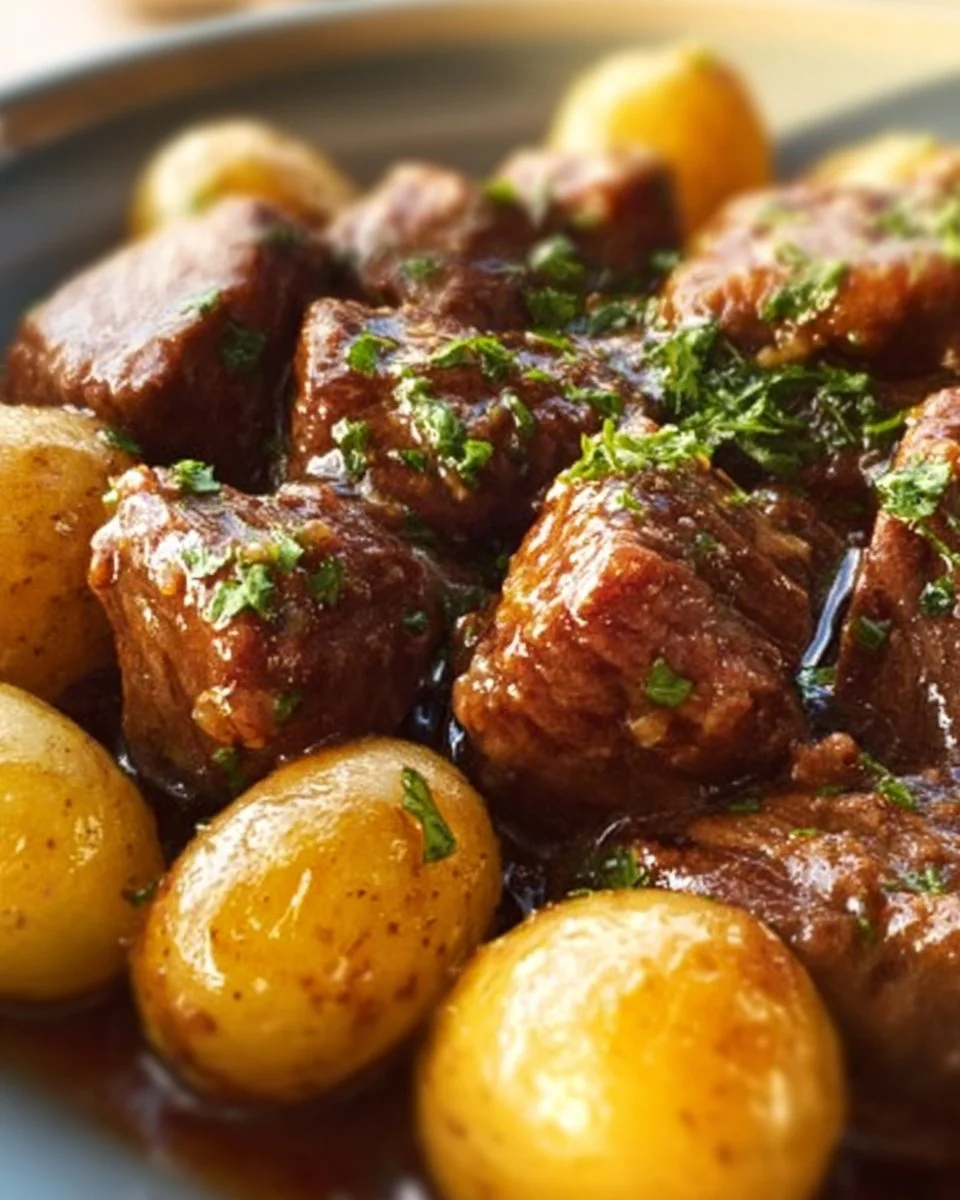 Garlic Butter Beef Bites with Potatoes
