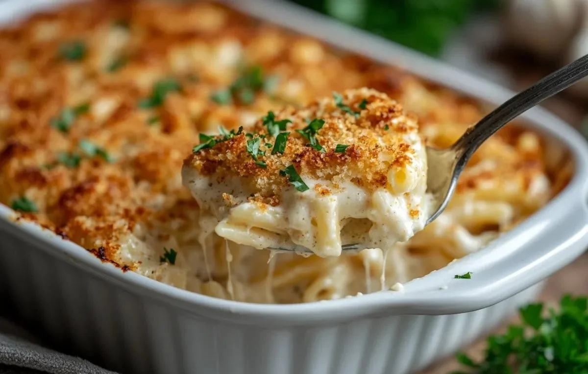 Garlic Parmesan Chicken Pasta Bake