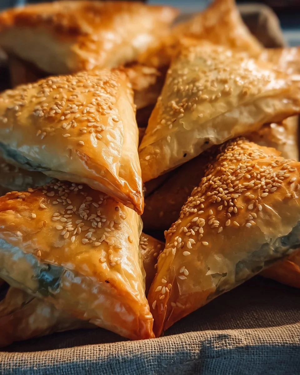 Slices of delicious Greek spinach pie with spinach, feta, and crispy phyllo pastry
