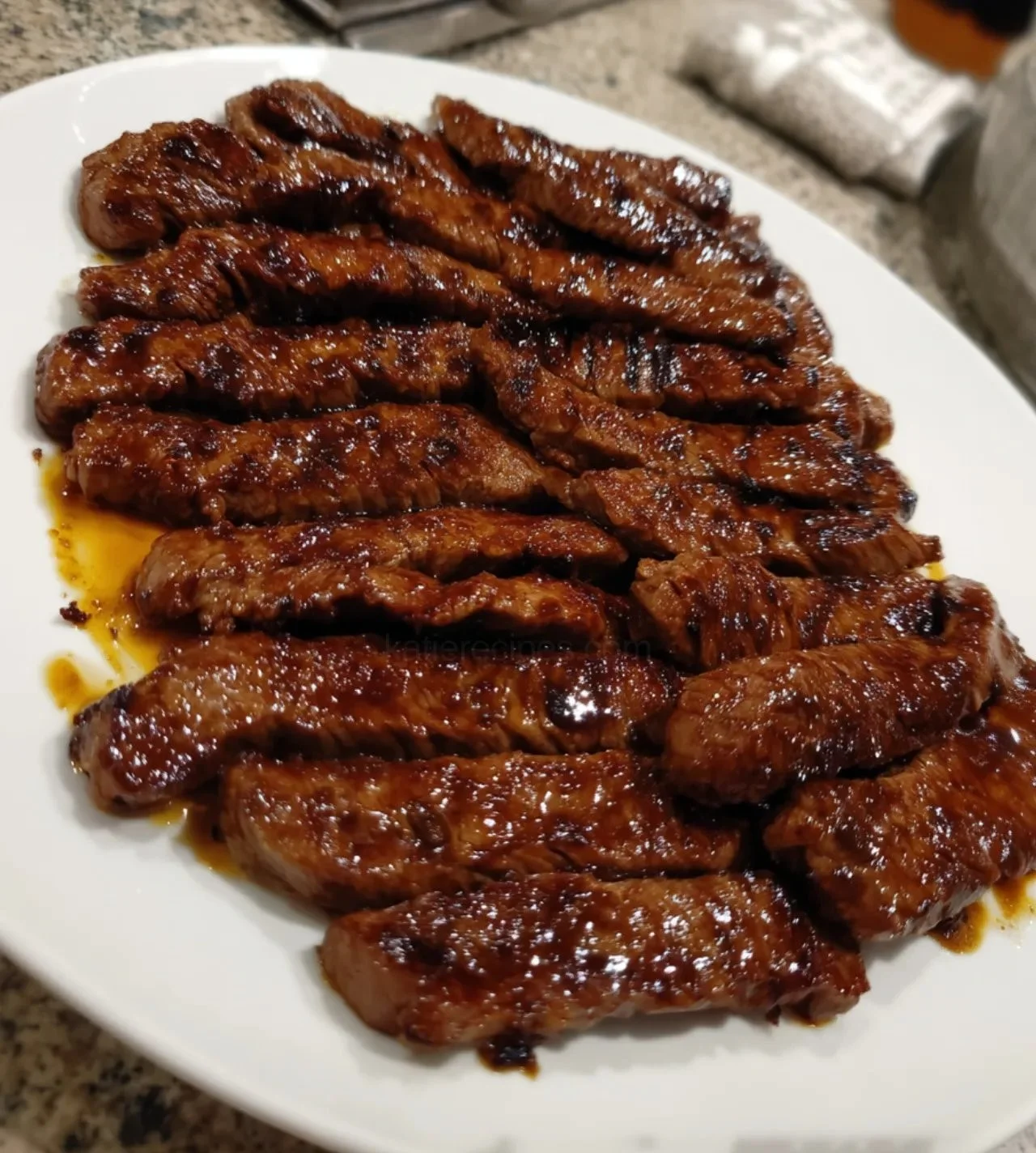 Grill Pan Honey Glazed Steak Strips