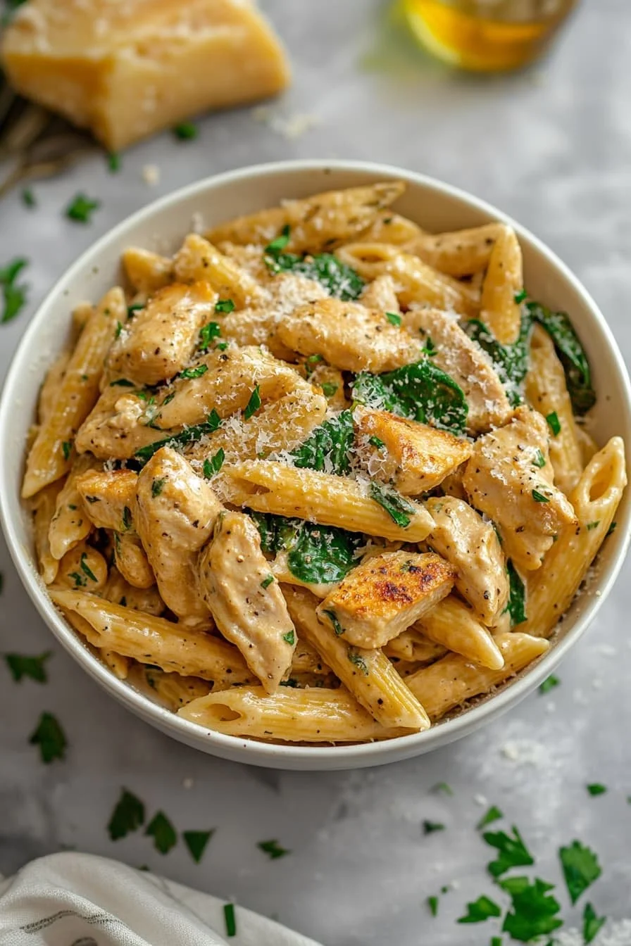 Healthy Garlic Parmesan Chicken Pasta