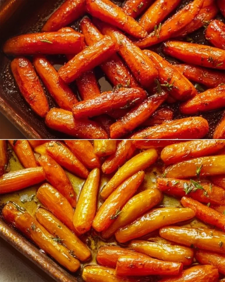 Bowl of honey roasted carrots garnished with herbs, showcasing a colorful side dish.