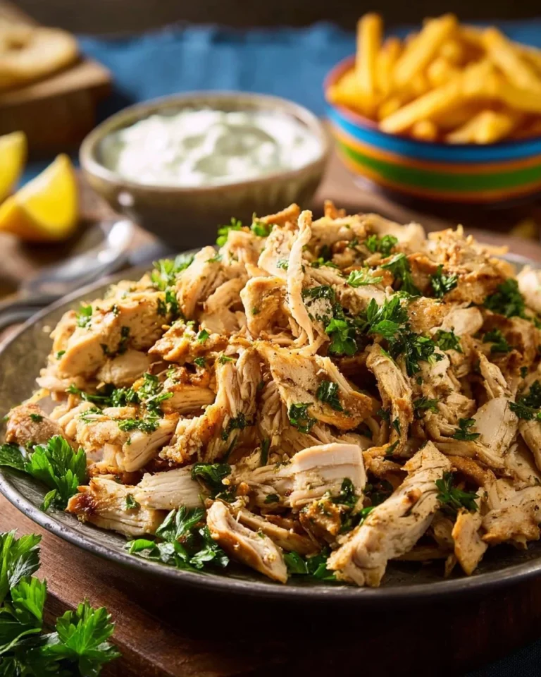 Loaf pan chicken gyros recipe with savory seasoned chicken and fresh toppings