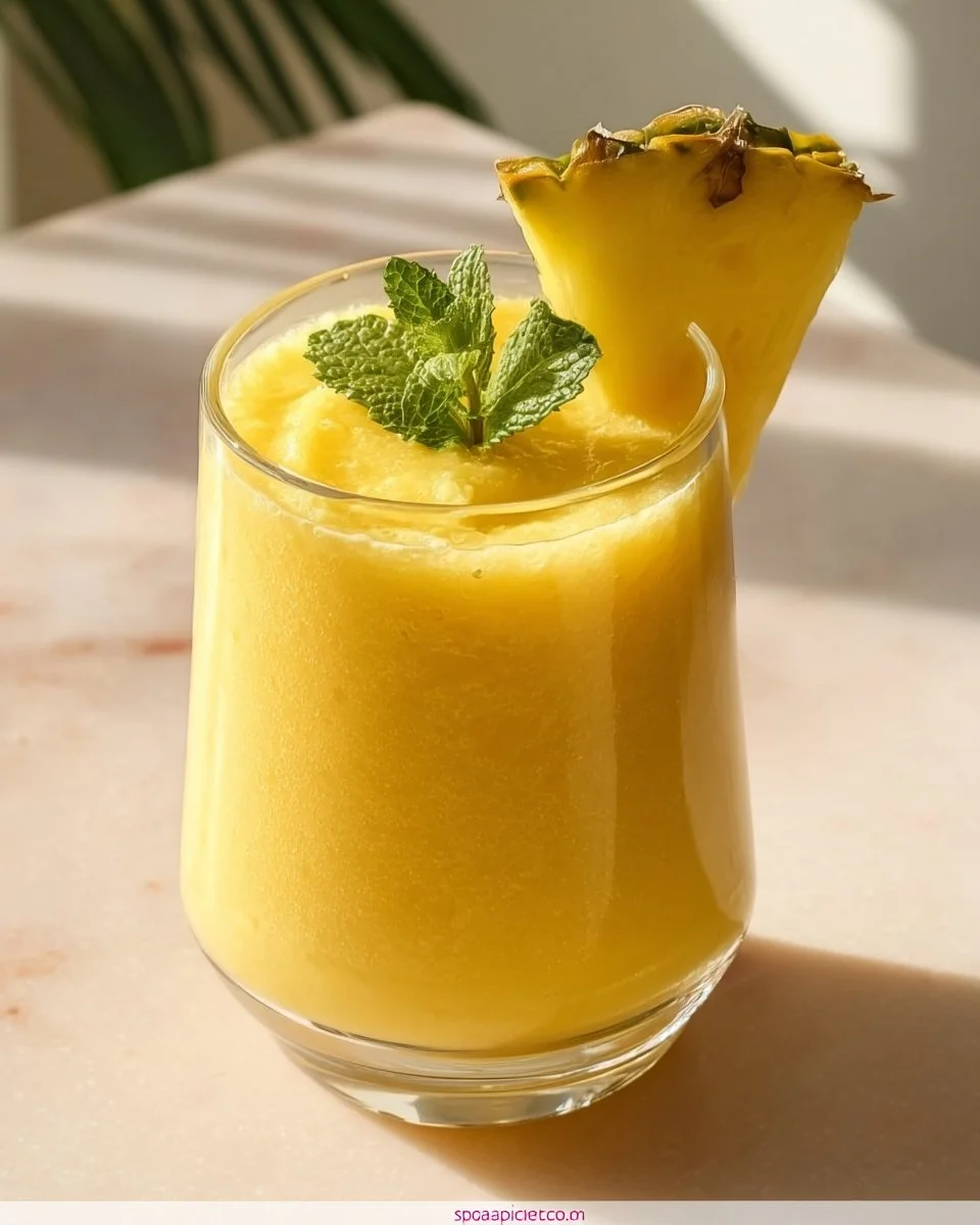Mango Pineapple Tropical Smoothie with fresh fruits in a glass