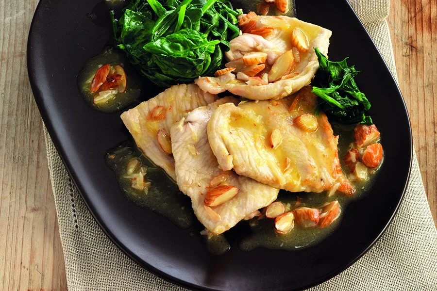 Orange Turkey with Spinach and Almonds