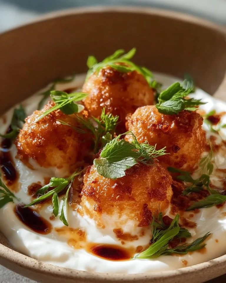 Parmesan–Asiago Cream topped with orange zest and white balsamic honey drizzle
