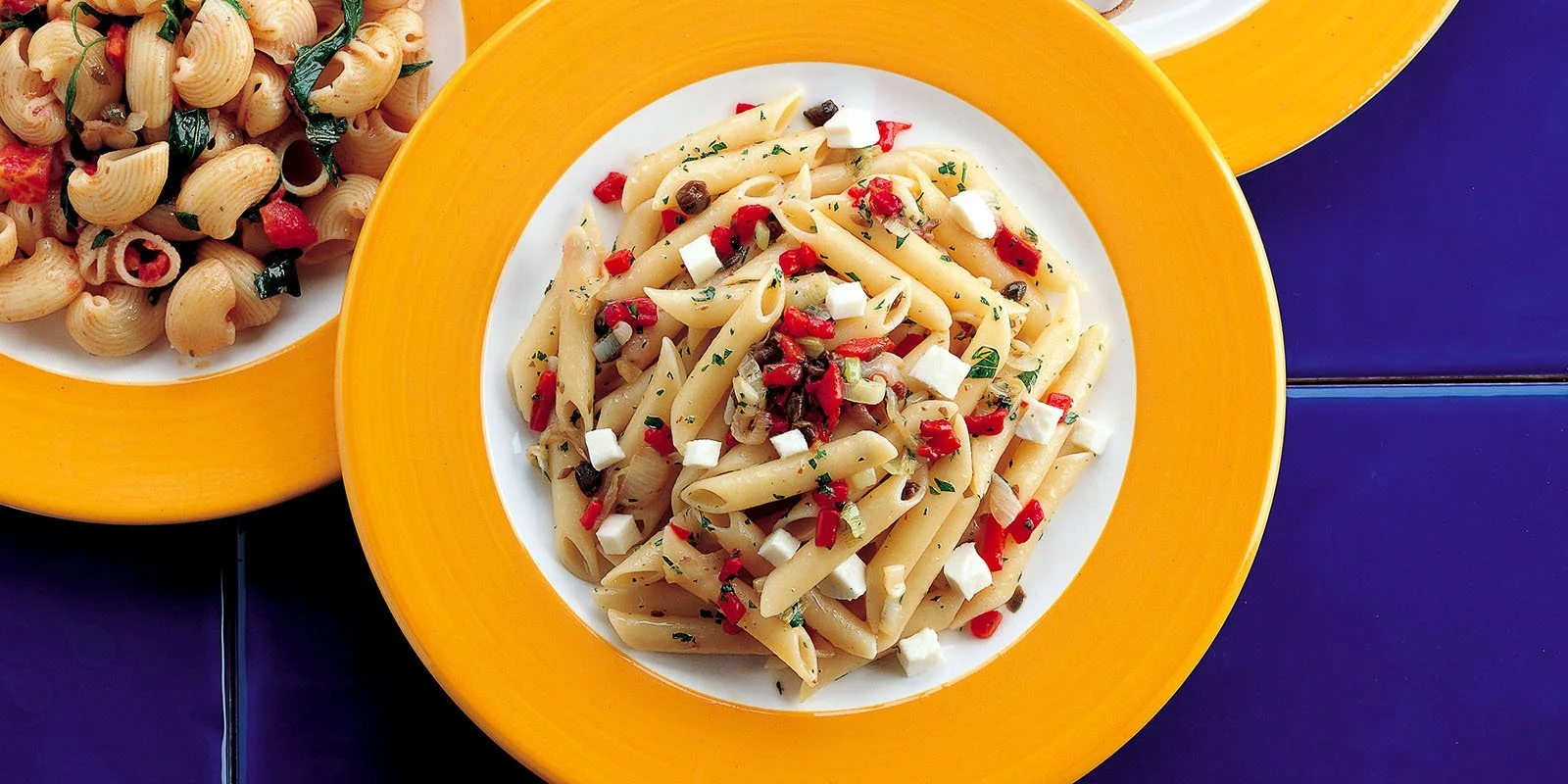 Penne with Mozzarella, Red Peppers, and Capers