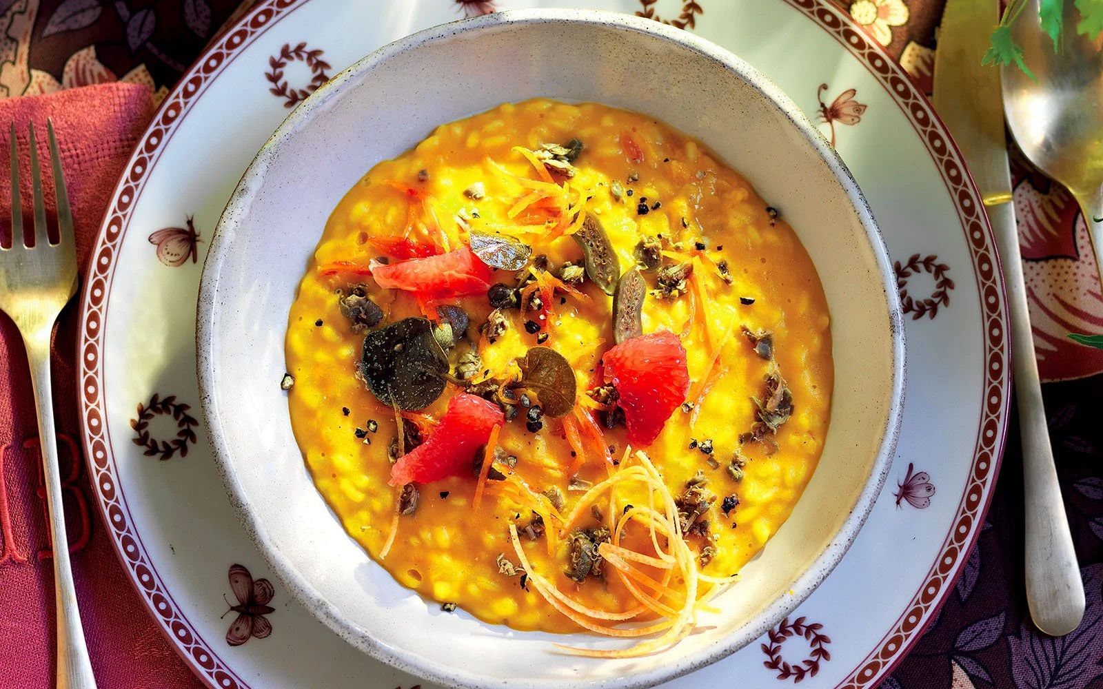 Pumpkin Risotto with Capers and Grapefruit