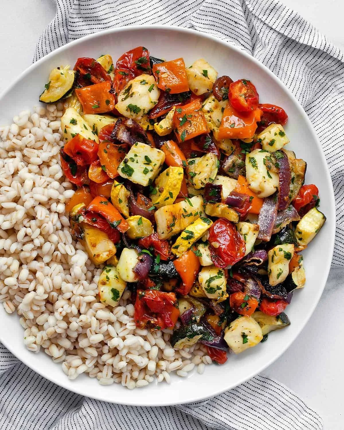 Roasted Mediterranean Vegetables and Halloumi
