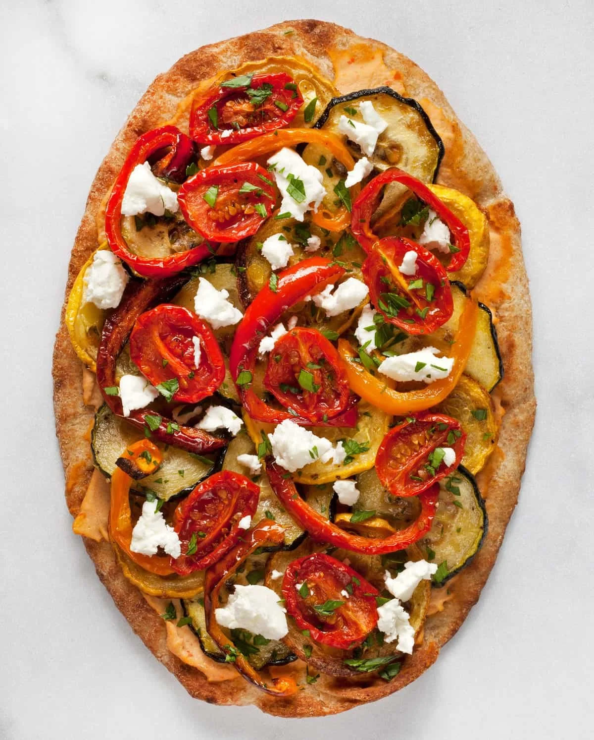 Roasted Vegetable Naan Flatbread Pizza