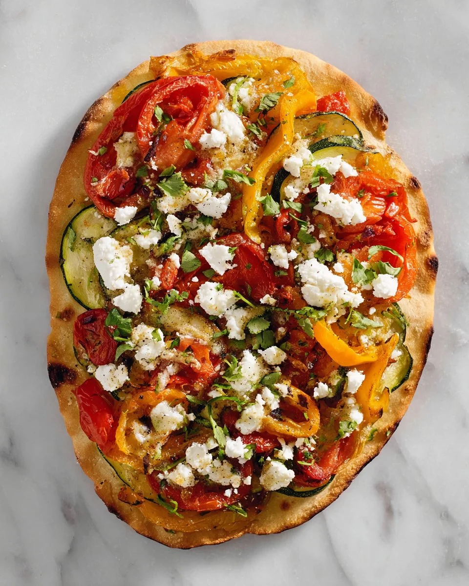 Roasted Vegetable Naan Flatbread Pizza