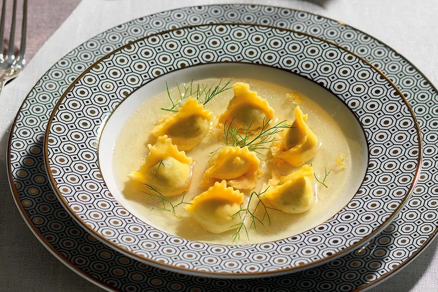 Sea Bass Tortelli in Fish Broth