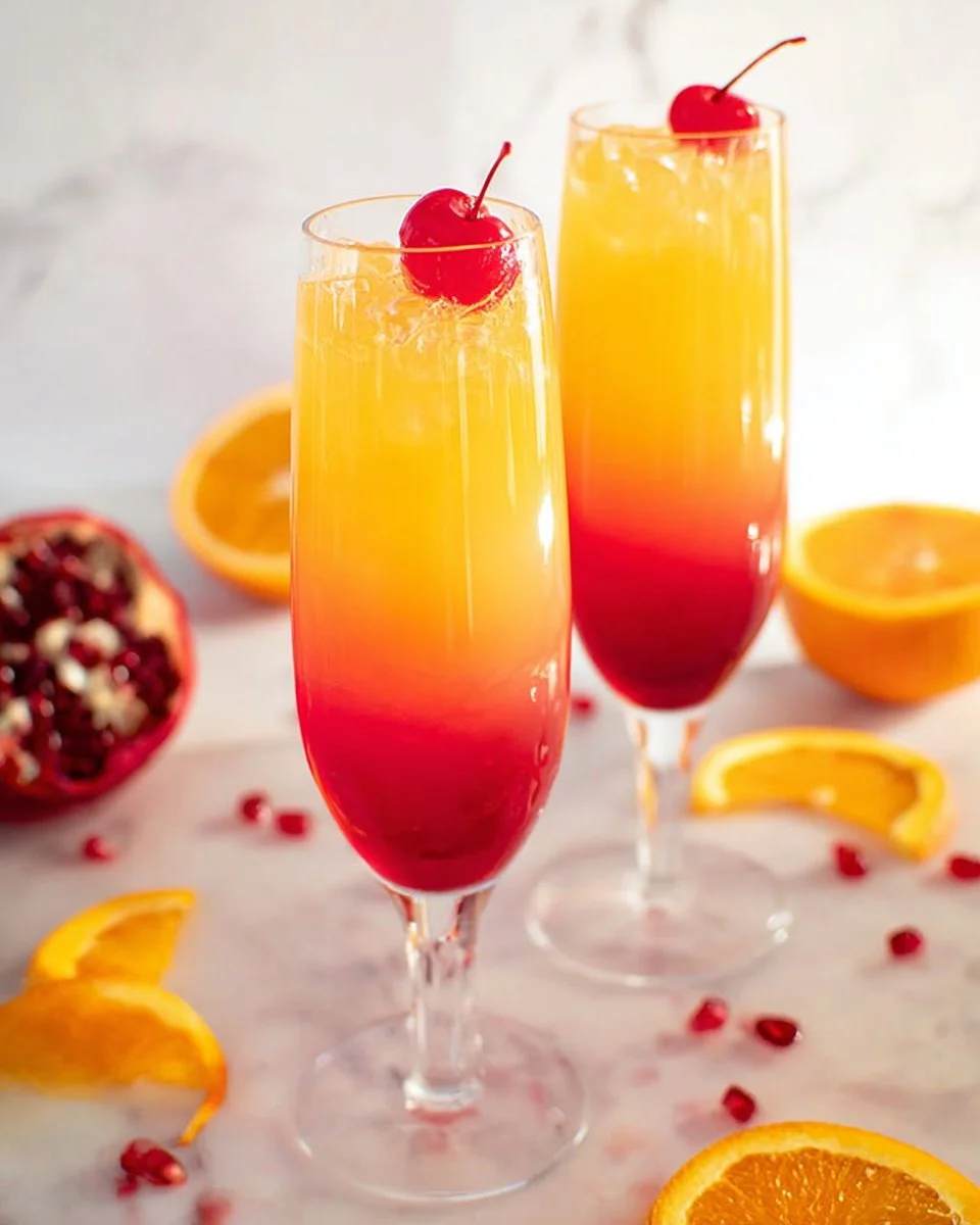 Sparkling citrus mocktail garnished with fresh fruit