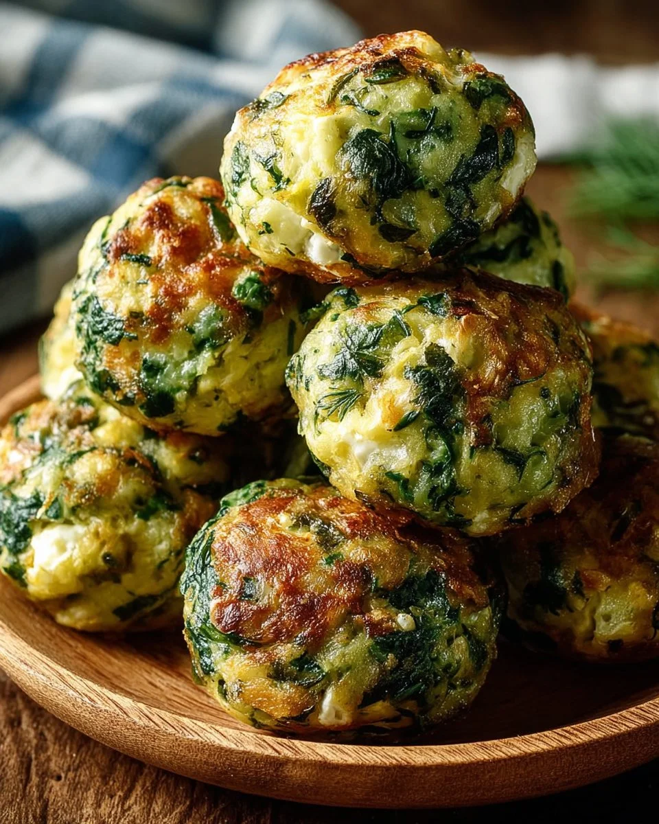 Delicious spinach zucchini feta bites appetizer on a serving platter.