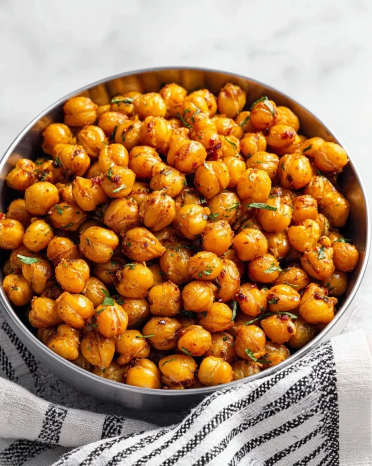 Sriracha lime roasted chickpeas on a plate garnished with lime wedges