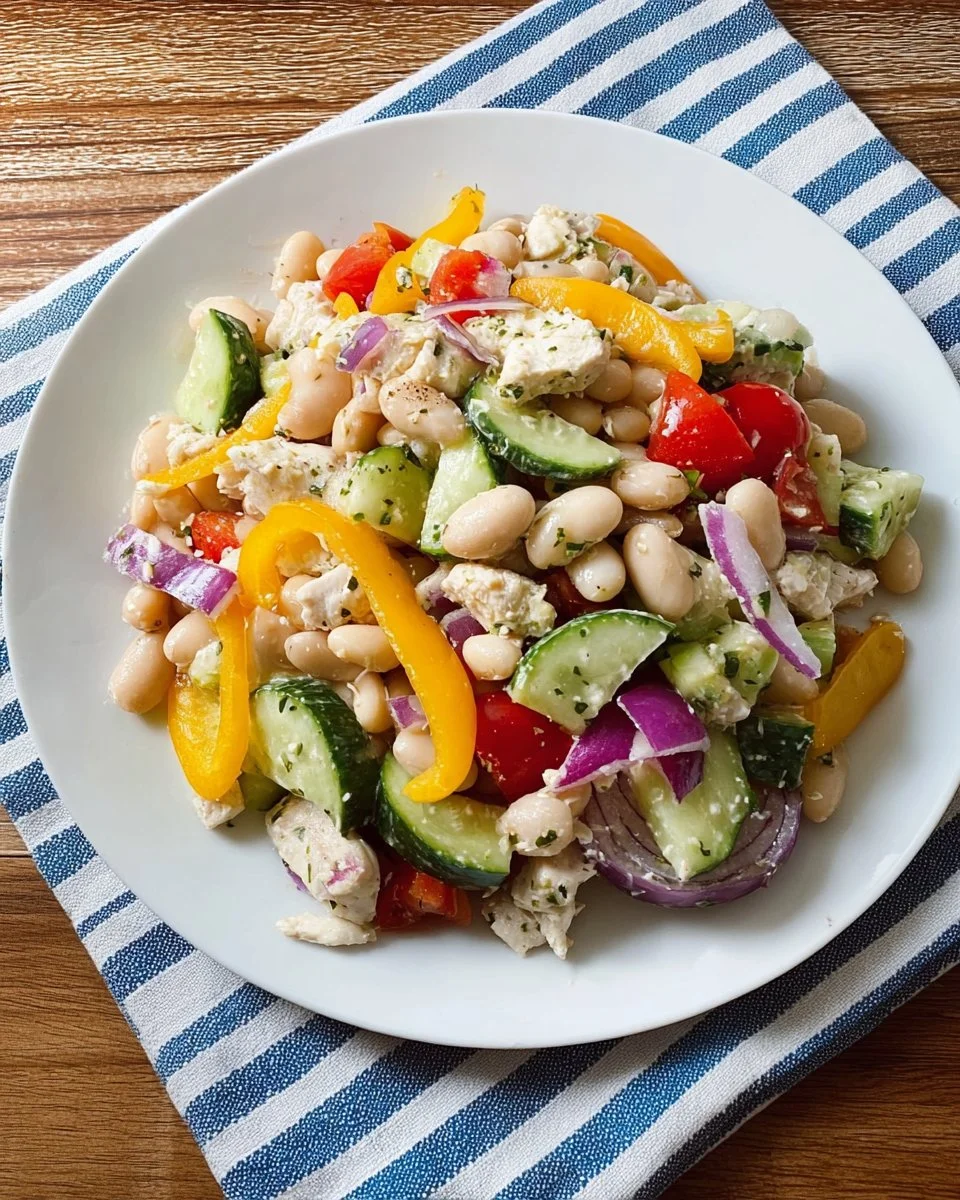 High-protein Greek salad with fresh vegetables, feta cheese, and olives