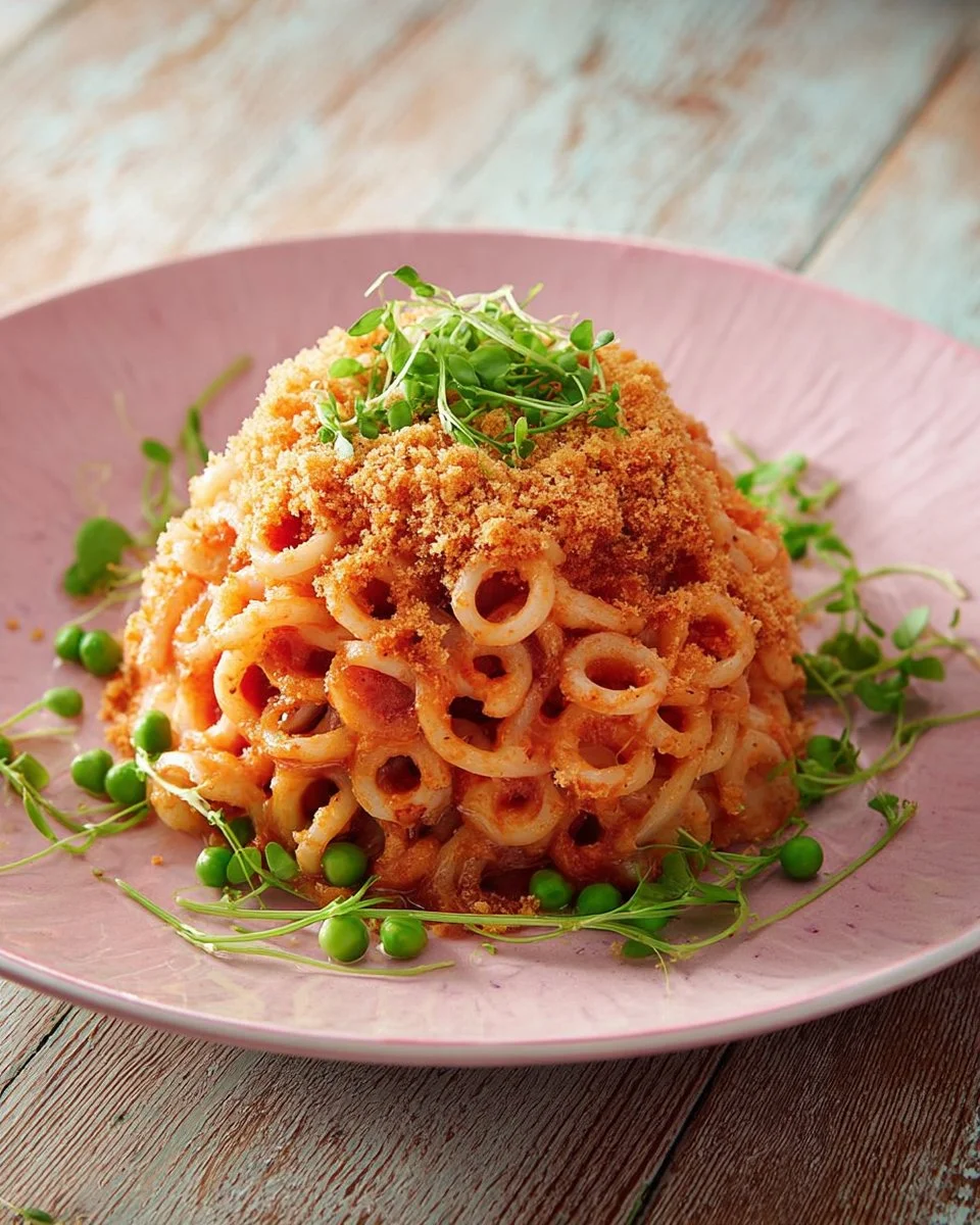 Tasty timbales with sausage served on a plate