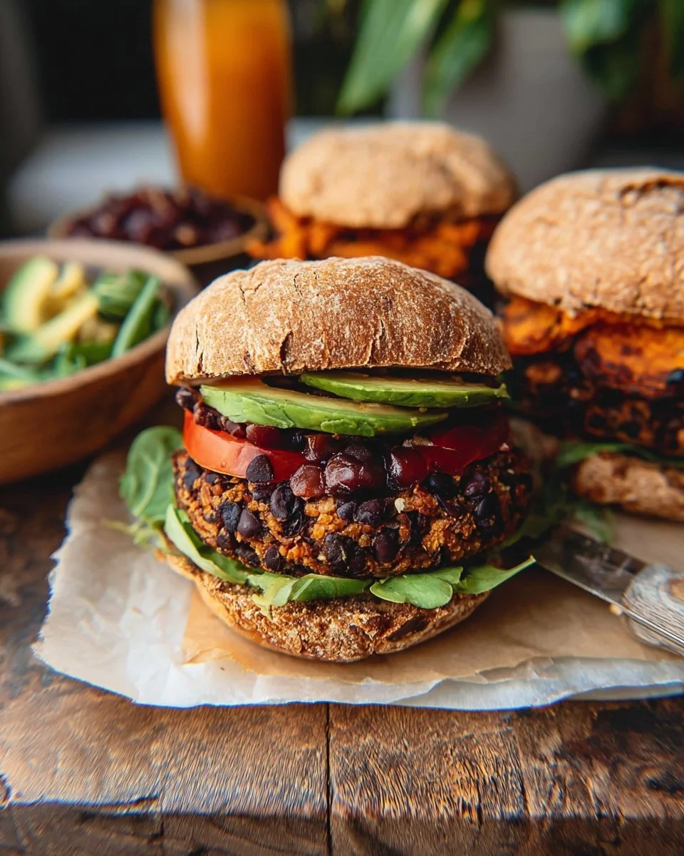 15 Minute Sweet Potato Black Bean Burgers