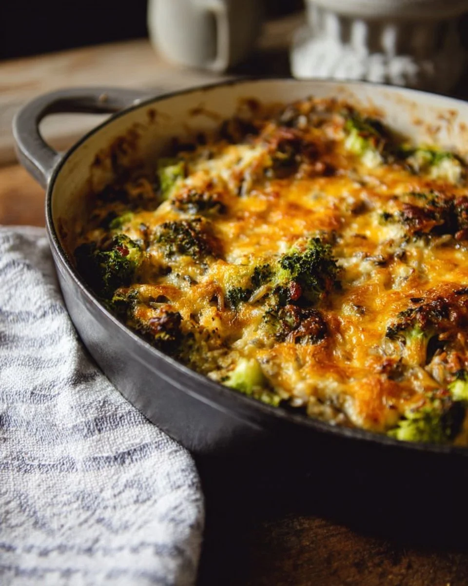 Broccoli, Cheddar and Wild Rice Casserole