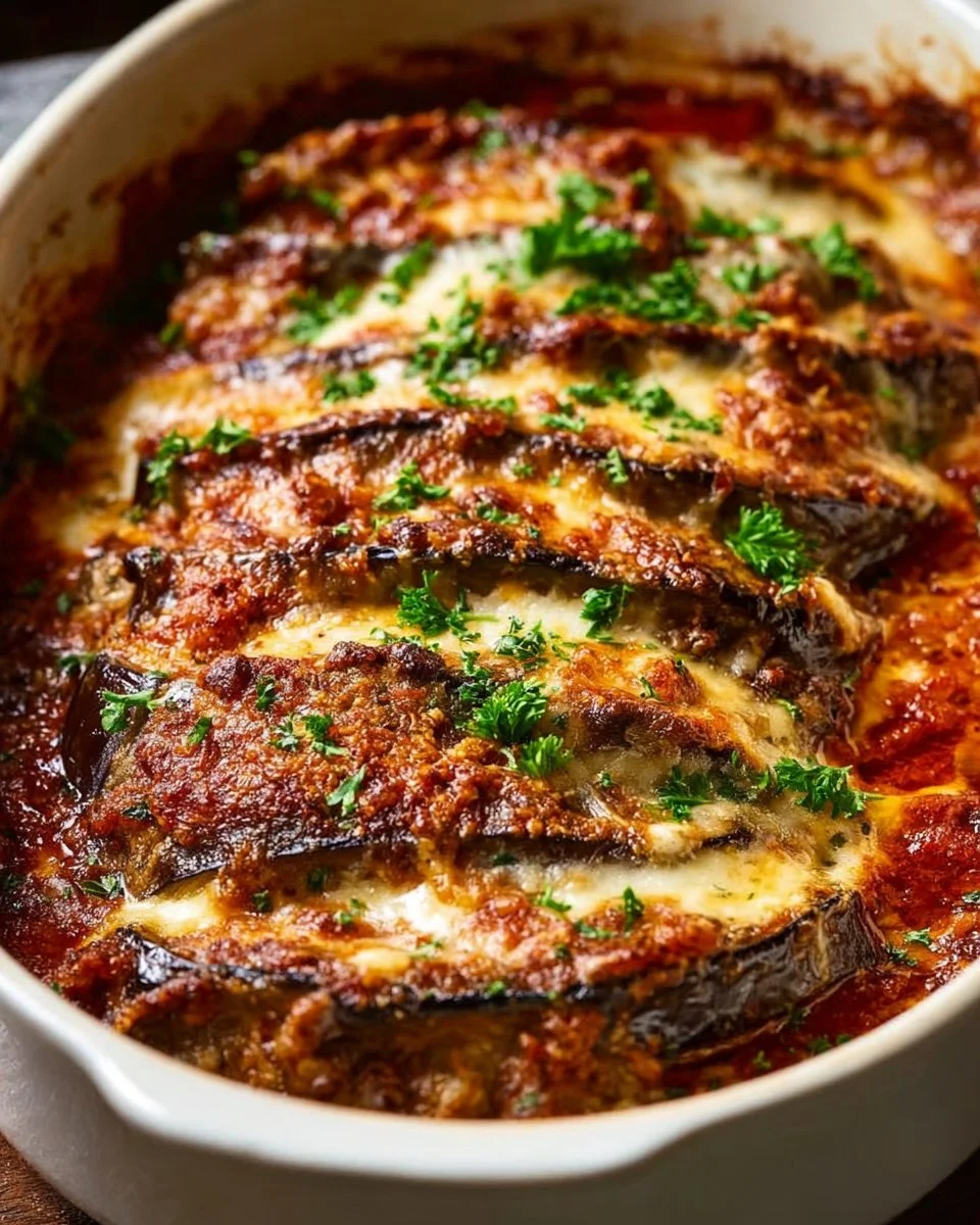 Cheesy Baked Portobello Mushrooms served on a plate, vegetarian comfort food