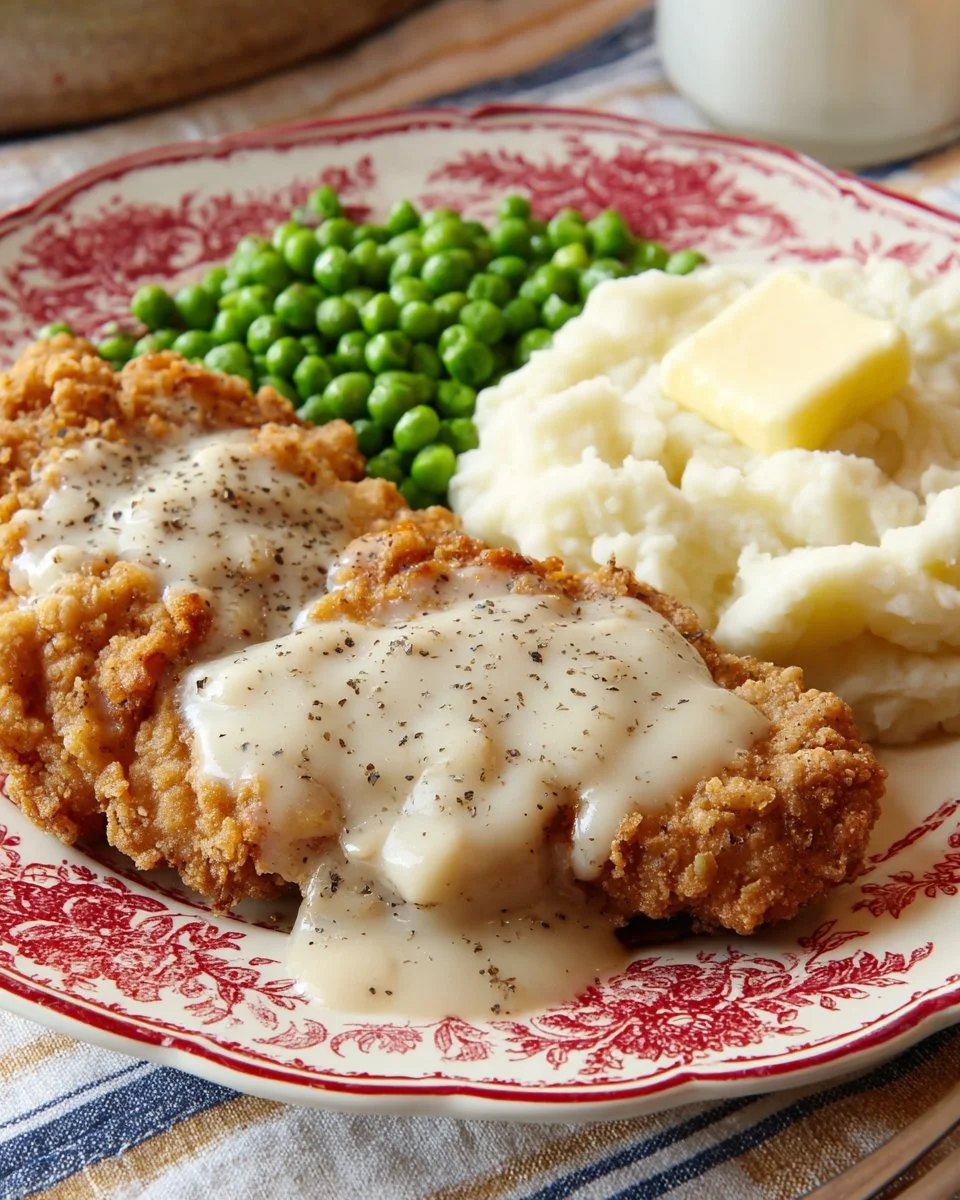 Delicious chicken fried steak topped with creamy country gravy.
