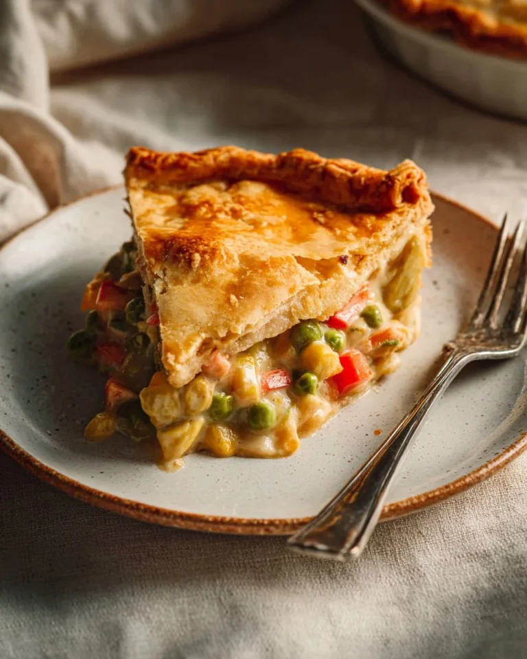 Delicious homemade chicken pot pie with flaky crust and savory filling