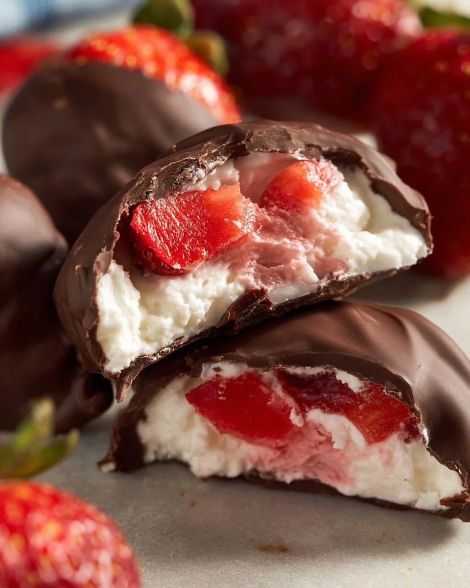 Delicious Chocolate Strawberry Yogurt Clusters on a white plate