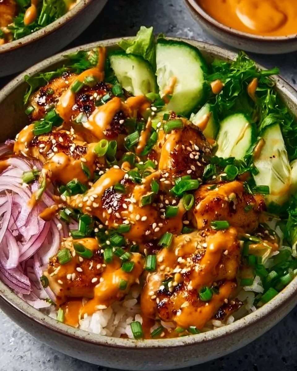 Crispy chicken served with creamy spicy sauce on a plate