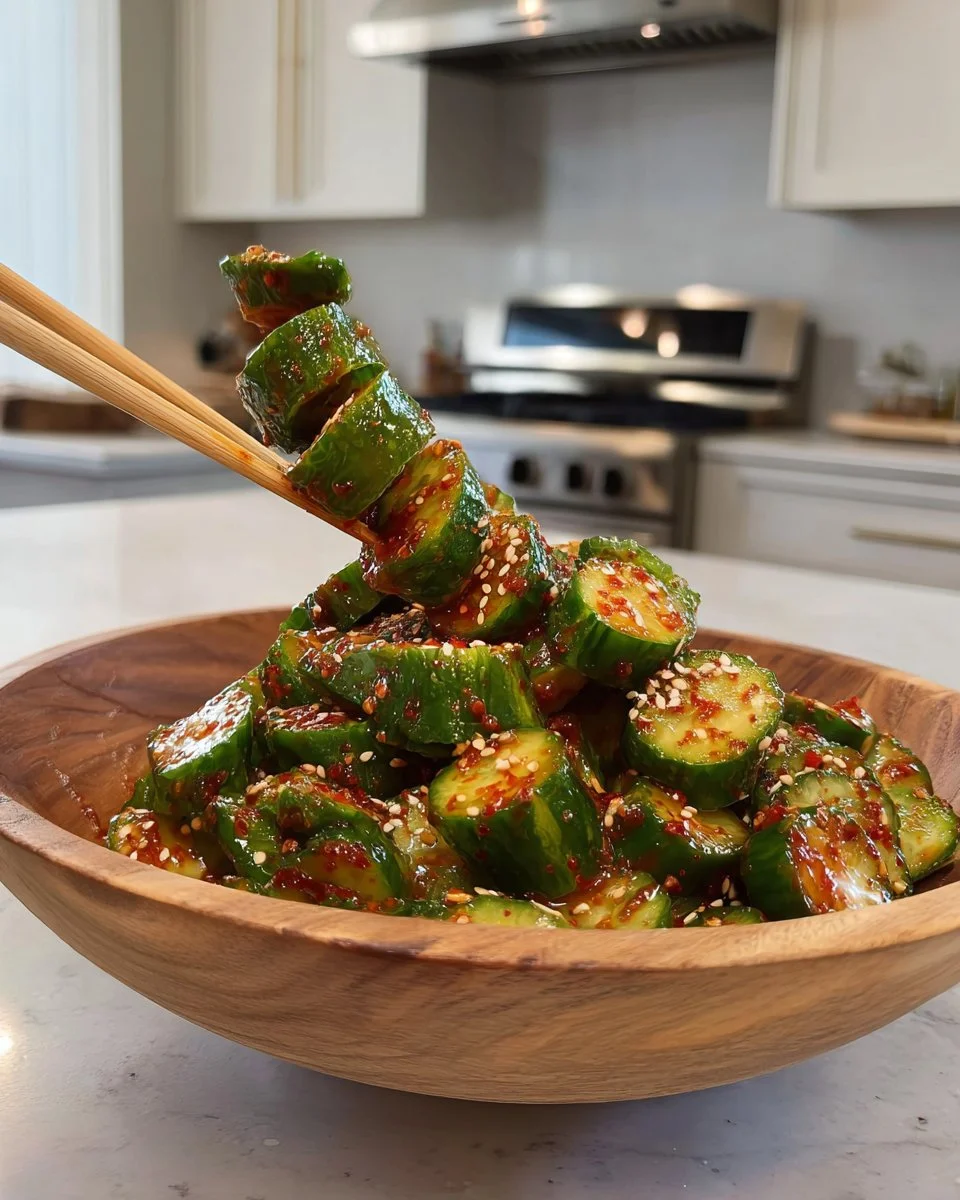 Delicious cucumber salad with fresh vegetables in a bowl