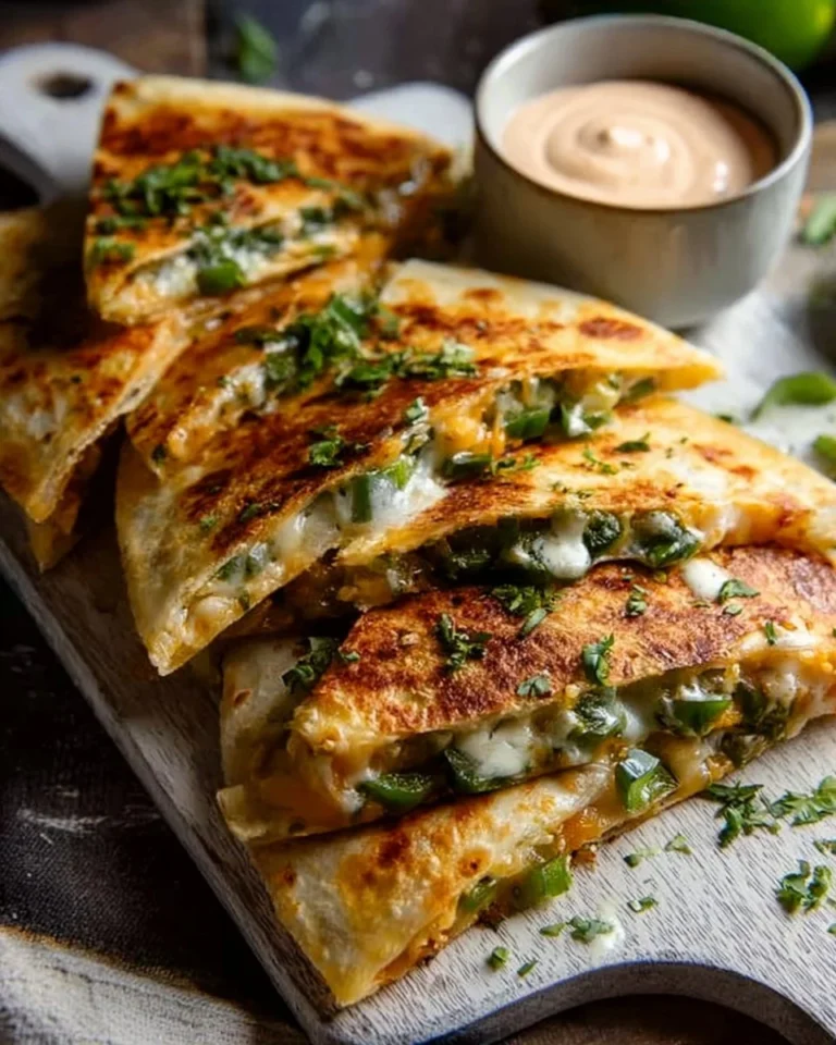 Delicious poblano pepper and avocado quesadillas served on a plate
