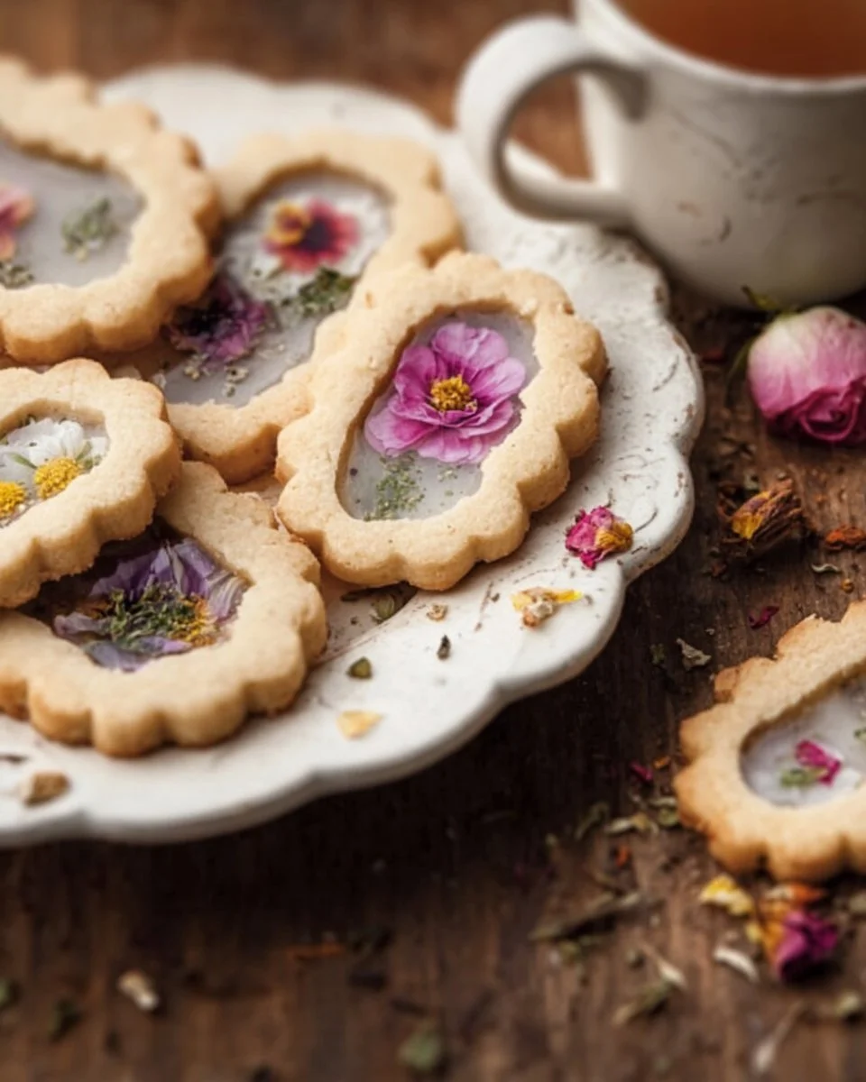 Earl Grey Stained Glass Floral Cookies Vegan Gluten Free