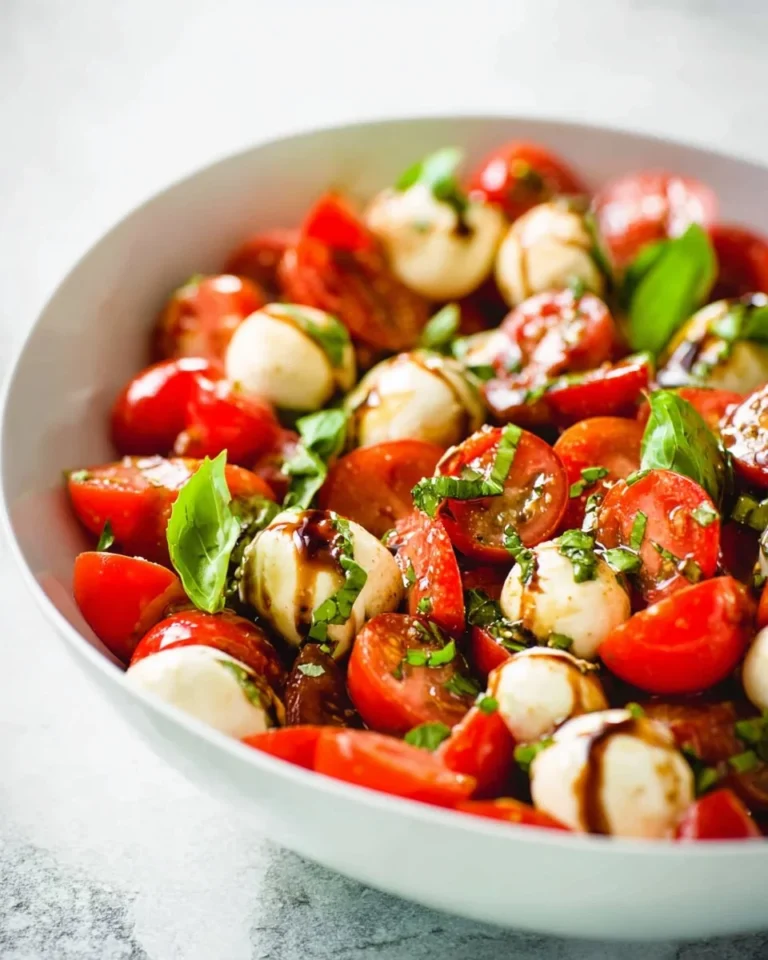 Easy Caprese Salad with fresh mozzarella, tomatoes, and basil