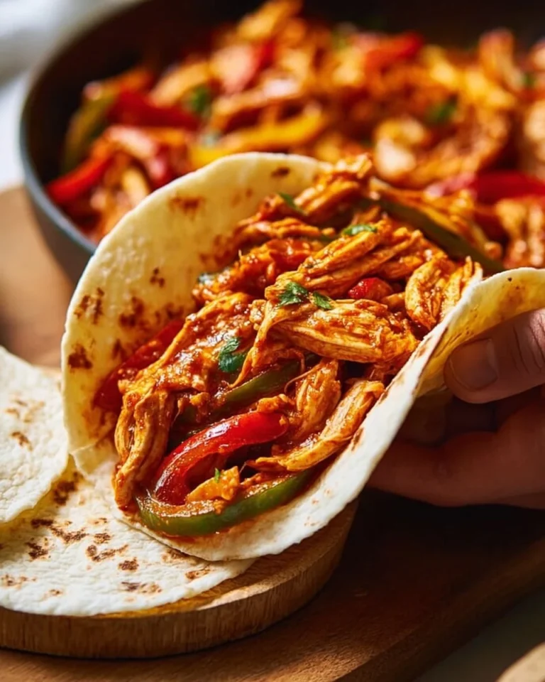 Delicious easy Crockpot chicken fajitas with colorful peppers and onions