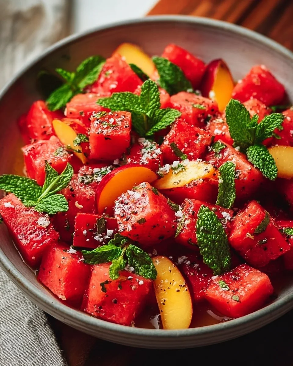 Easy Summer Peach Watermelon Salad