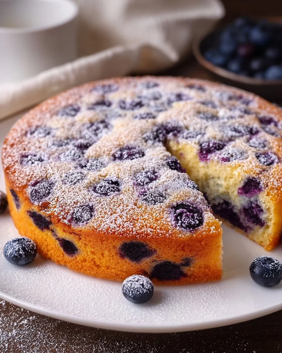 Fluffy Greek Yogurt Blueberry Cake